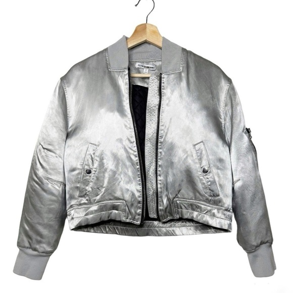 ELIZABETH & JAMES Royan Silver Bomber Jacket size S - Picture 16 of 16